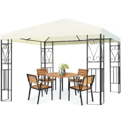 Tangkula 10'x10'Outdoor Canopy Gazebo Art Steel Frame Party Patio Large Canopy Gazebo