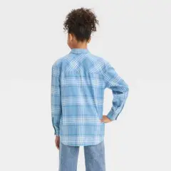 Girls' Oversized Flannel Button-Down Shirt - art class&trade;