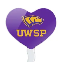 University of Wisconsin-Stevens Point Primary Logo Heart Love Cupcake Picks Toppers Decoration Set of 6
