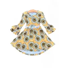 Girls 60s Chic Hi-Lo Sunflower Dress - Mia Belle Girls