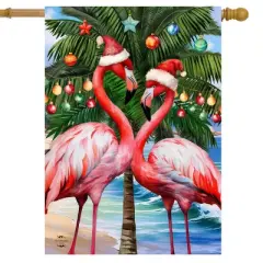 Briarwood Lane Christmas House Flag 40x28 For Outdoor Festive Flamingos For Christmas House Flag