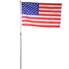 Telescopic Flag Pole Kit, Sectional Flag Pole Kit, Extra Thick Heavy Duty Aluminum Flagpole, Outdoor Inground Flag Poles with Topper Balls
