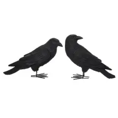 Transpac Resin Fright Night Crow Set of 2 Decorative Objects for Halloween Home Decor