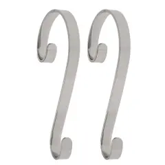 Haute Decor 2pk Stocking Scrolls Stocking Holders Silver