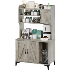 ODK Cat Litter Box Enclosure with Shelves, Hidden Cat Box Furniture with Scratching Mat,Wood Sturdy Cat Washroom Storage, Indoor Cat House