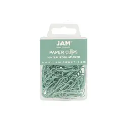 JAM Paper Colored Standard Paper Clips Small 1 Inch Teal Paperclips 21832064A