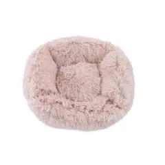 Precious Tails Super Lux Shaggy Fur Bolster Cat and Dog Bed - S - Pink