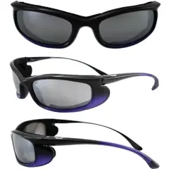 2 Pairs of Global Vision Eyewear Shadow Motorcycle Glasses with Flash Mirror, Flash Mirror Lenses