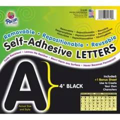 Pacon&reg; Self-Adhesive Letters, Black, Puffy Font, 4", 78 Characters
