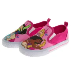 Disney Princess Girls No Lace Shoes - Kids Disney Character Loafer Low top SlipOn Casual Tennis Canvas Sneakers (size 5-12 toddler - little kid)