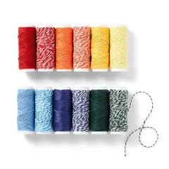 12ct Craft Twine - Mondo Llama&trade;: Multicolor Cotton Yarn String, Thin Ribbon, 30ft Length, 12 Pack