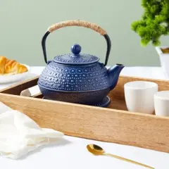 3 Piece Set Japanese Cast Iron Teapot - Loose Leaf Tetsubin with Handle, Stainless Steel Infuser, and Trivet