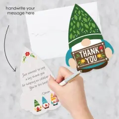 Big Dot of Happiness Garden Gnomes - Shaped Thank You Cards - Forest Gnome Party Thank You Note Cards with Envelopes - Set of 12