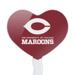 University of Chicago Maroons Logo Heart Love Cupcake Picks Toppers Decoration Set of 6