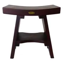 DecoTeak&reg; Serenity&reg; 18" Teak Wood Shower Bench with Shelf in Woodland Brown Finish