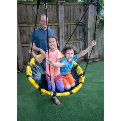 Jumpking JKBK-UFO Backyard 360 Degree Outdoor Backyard Play Adjustable Height UFO Hanging Tree Swing Set, Yellow