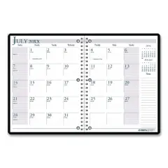 Recycled Three-Hole Punched Wirebound Academic Monthly Planner, 11 x 8.5, Black Cover, 14-Month: July 2025 to Aug 2026