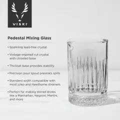 Viski Pedestal Mixing Glass, Lead-Free Crystal Cocktail Mixing Glass, Bartender Tool, 17 Oz, Clear