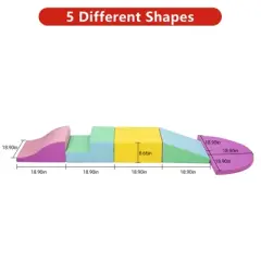 COZONY Soft PU Leather Toddler Climbing Toys, Colorful Foam Blocks for Toddlers 1&ndash;3 Ages, Slide & Soft Play Climber Set