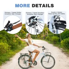 KTMBDW Bike, 26 inch Commuter Bicycle for Adult Men and Women, 7-Speed/Steel Frame, Comfortable City Bikes, Ergonomic Upright Design