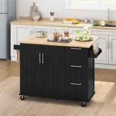Yaheetech Rolling Kitchen Cart Kitchen Island with Storage Cabinet