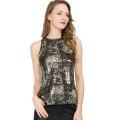 Allegra K Women's Party Shiny Sleeveless Club Metallic Tank Top