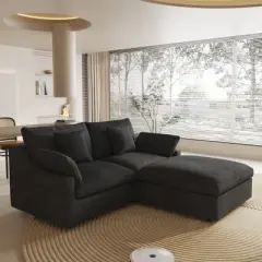 83" Cloud Couch Sectional for Living Room, Down Filled Modular Couch,L Shaped Sofas with Ottoman,Convertible Couch,Covers Washable&Replaceable