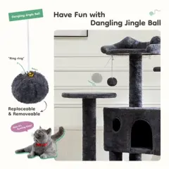 Etelifrank Tall Cat Tree with Condo and Playroom - 54-Inch Multi-Level Indoor Cat Tower