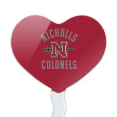 Nicholls State University Colonels Logo Heart Love Cupcake Picks Toppers Decoration Set of 6