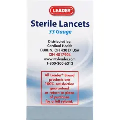 Leader 33 Gauge Sterile Lancets 100 ea