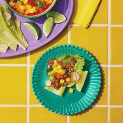 4pc Beaded Stoneware Appetizer Plate Set Pink/Teal/Light Green/Blue - Tabitha Brown for Target: Microwave & Dishwasher Safe