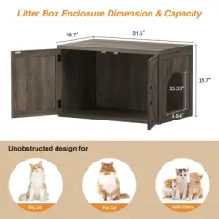 Large Double Room Cat House Cabinet, Hidden Litter Box Furniture