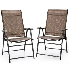 Costway  2PCS Outdoor Patio Folding Chair Camping Portable Lawn Garden W/Armrest