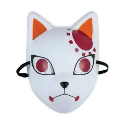 Demon Slayer Boys' Tanjiro Kamado Fox Warding Mask Halloween Costume Mask - White - One Size Fits Most