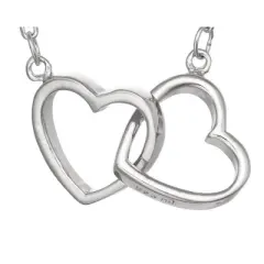 Tiara Sterling Silver Interlocking Double Heart Chain Necklace