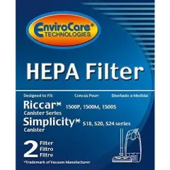 Riccar: RF15, 1500P, 1500M, 1800S and Simplicity: S24, S20, S18 HEPA Vacuum Cleaner Filter 2 Filters