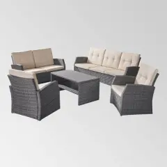 Sanger 5pc Wicker Chat Set Gray - Christopher Knight Home
