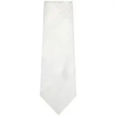 TheDapperTie Men's White Geometric Necktie with Hanky