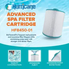 Hurricane Filters Replacement Advanced Spa Filter Cartridge for Unicel C-8450, PCS50N, Filbur FC-3310, Coleman Spas 50, White, 2 Pack