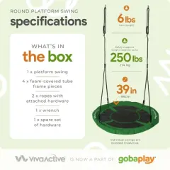 gobaplay Round Platform Tree Swing with Adjustable Polyethylene Rope