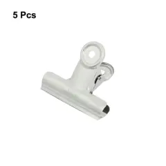 Unique Bargains Spring Loaded Design Strong Grip Easy Open Silver Tone Office Binder Clip 2.6" x 2.9" x 2" 5 Pcs