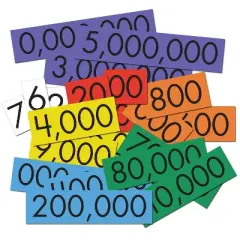 Sensational Math&trade; 7-Value Whole Numbers Place Value Cards Set, 70 Cards