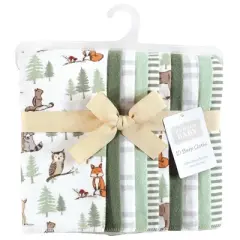 Hudson Baby Infant Boy Cotton Flannel Burp Cloths, Forest Animals, One Size