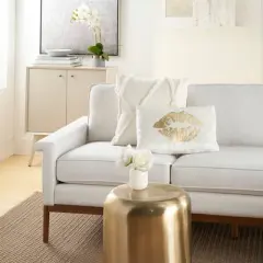 12"x18" Luminescence Metallic Lips Lumbar Throw Pillow Gold - Mina Victory