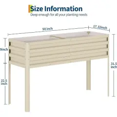 Galvanized Raised Garden Bed with Legs, 50&times;17&times;32In Large Elevated Planter Box for Outdoor Plants, Vegetables, Flowers & Herbs, Backyard, Patio