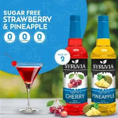 Syruvia Sugar Free Coffee Flavors Variety Pack: Cherry & Pineapple 25.4 fl oz Syrup