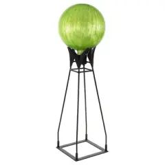 33" Iron Gazing Globe Ball Stand with Baseplate Black Powder Coat Finish - ACHLA Designs