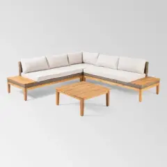 Loft Acacia 4pc Wood Sectional Sofa Set - Christopher Knight Home