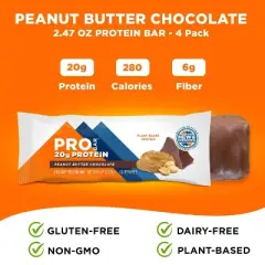PROBAR Peanut Butter Chocolate Protein Bar - 10oz/4pk: 20g Protein, Chewy Texture
