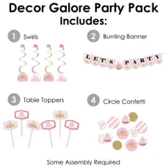 Big Dot of Happiness Little Princess Crown - Pink and Gold Baby Shower or Birthday Party Supplies Decoration Kit - Decor Galore Party Pack - 51 Pieces